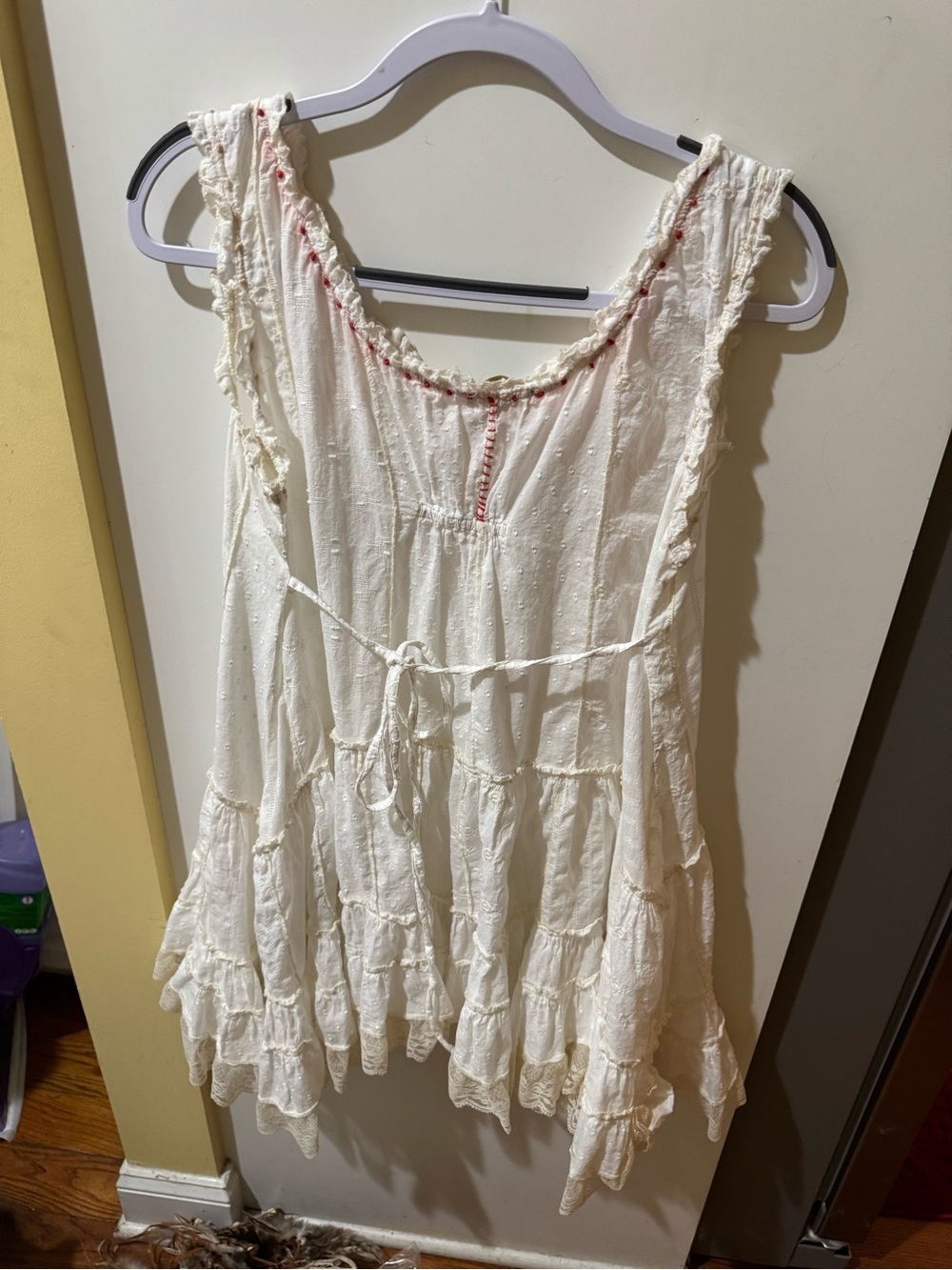Antica Santorini Embroidered Sleeveless Tunic with Red Stitching - Picture 9 of 12
